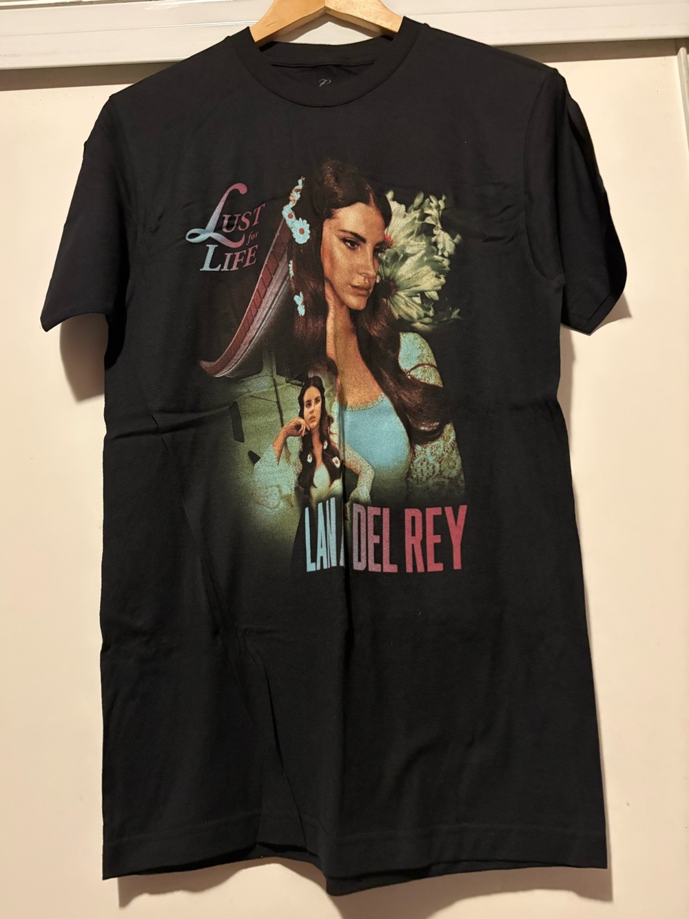 Black Graphic Short Sleeve Tee with Retro Portrait Print